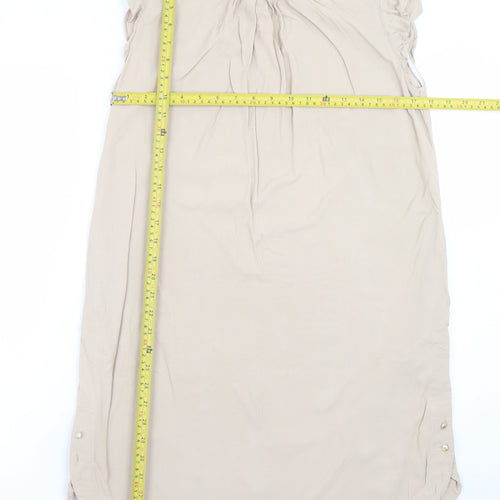 Zara Basic Women Beige Sleeveless Shift Dress Size M