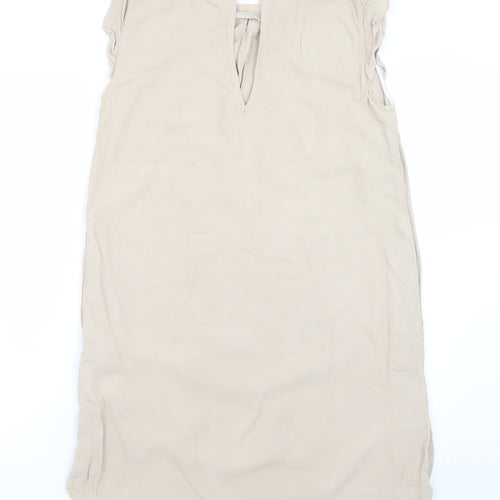 Zara Basic Women Beige Sleeveless Shift Dress Size M