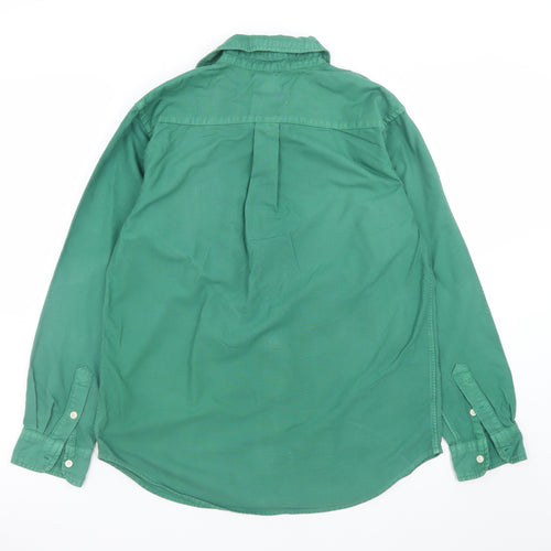 Ralph Lauren Green Button-Down Cotton Shirt L Teen Classic Style