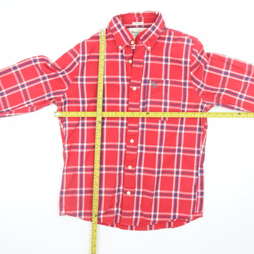 Abercrombie & Fitch Men's Red Check Button-Down Long Sleeve Shirt Size M