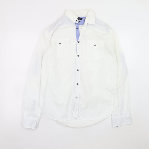 Zara Man White Long Sleeve Classic Sport Shirt Men's L
