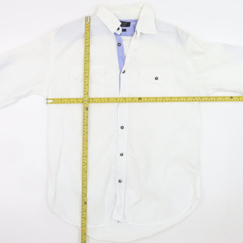 Zara Man White Long Sleeve Classic Sport Shirt Men's L
