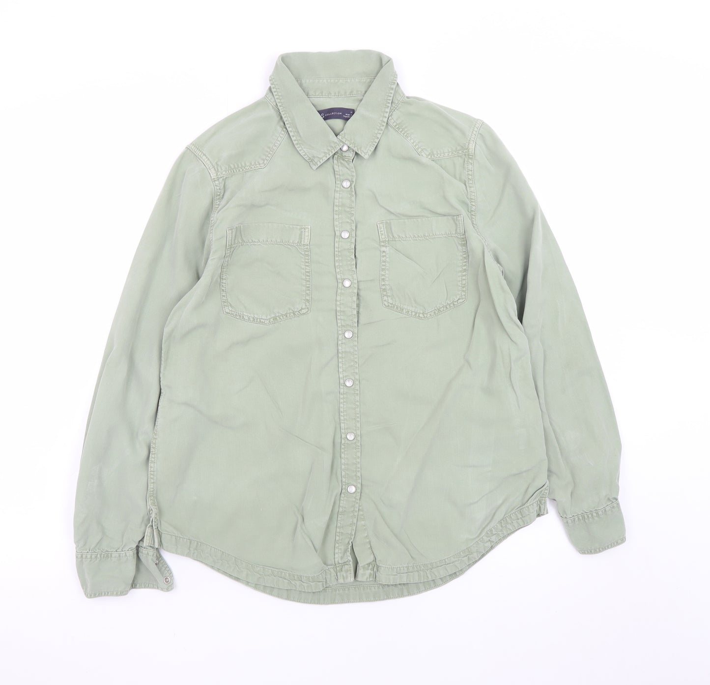 Marks and Spencer Women’s Green Lyocell Button-Up Shirt Size 12