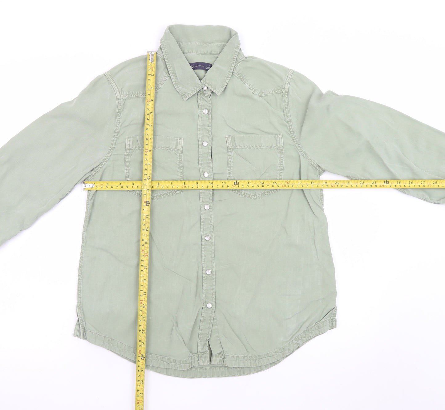 Marks and Spencer Women’s Green Lyocell Button-Up Shirt Size 12