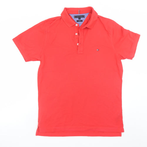 Tommy Hilfiger Men’s Red Slim Fit Polo Shirt Size L Cotton