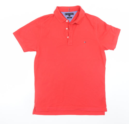 Tommy Hilfiger Men’s Red Slim Fit Polo Shirt Size L Cotton