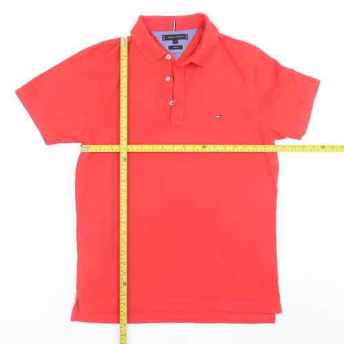 Tommy Hilfiger Men’s Red Slim Fit Polo Shirt Size L Cotton
