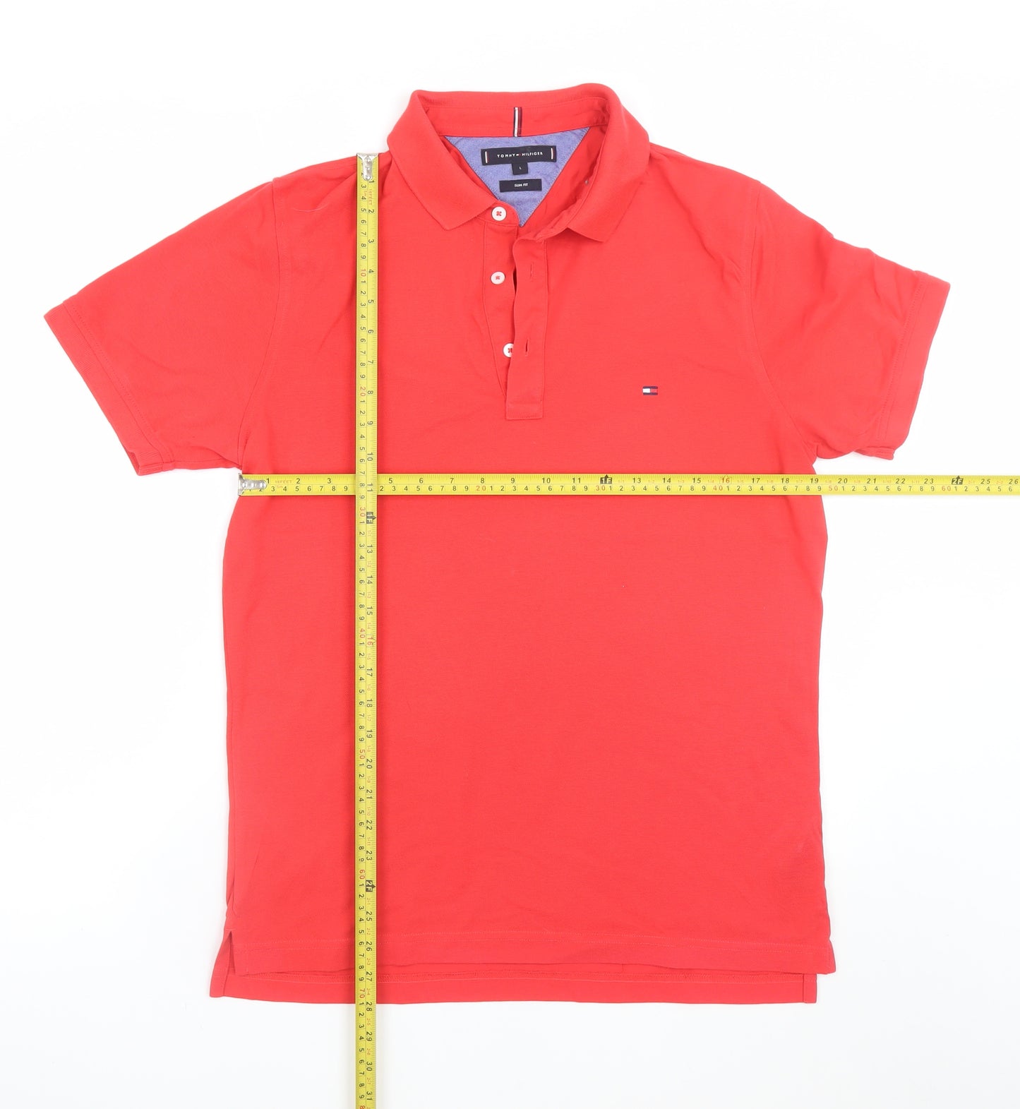 Tommy Hilfiger Men’s Red Slim Fit Polo Shirt Size L Cotton