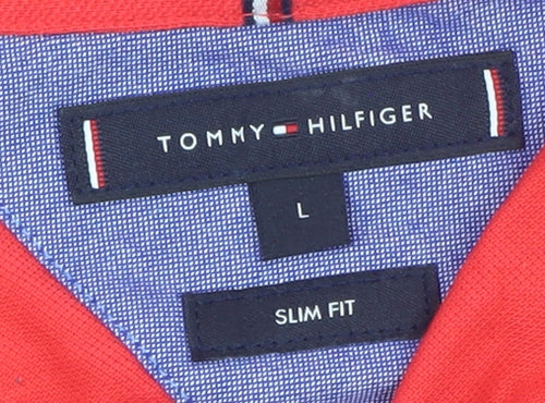 Tommy Hilfiger Men’s Red Slim Fit Polo Shirt Size L Cotton