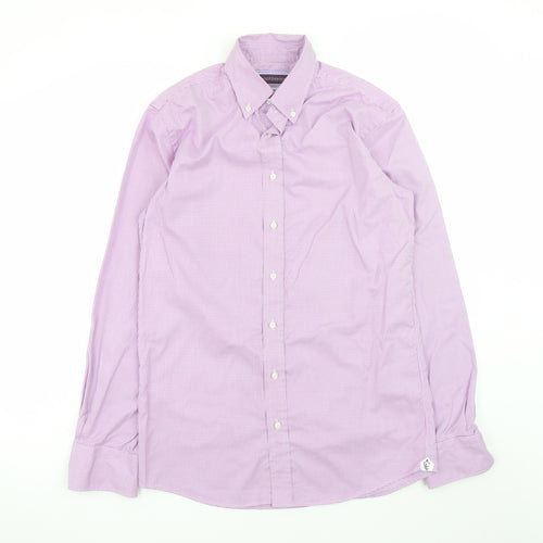 Louis Copeland & Sons Men's Pink Check Slim Fit Dress Shirt 15.5 39