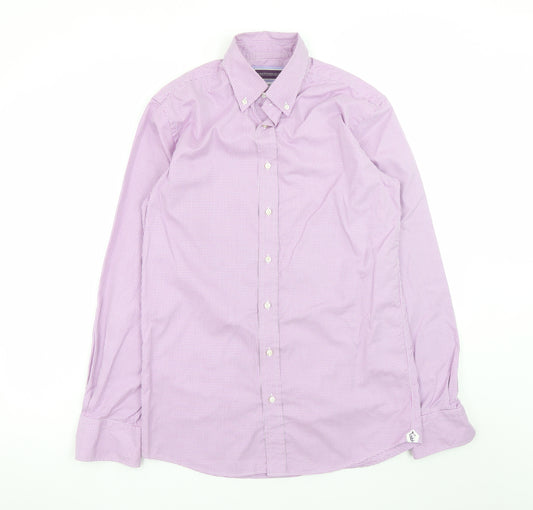 Louis Copeland & Sons Men's Pink Check Slim Fit Dress Shirt 15.5 39