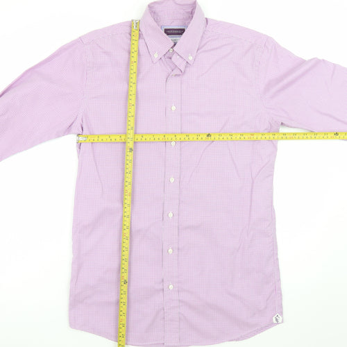 Louis Copeland & Sons Men's Pink Check Slim Fit Dress Shirt 15.5 39
