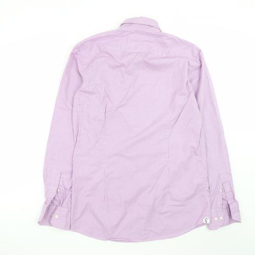 Louis Copeland & Sons Men's Pink Check Slim Fit Dress Shirt 15.5 39