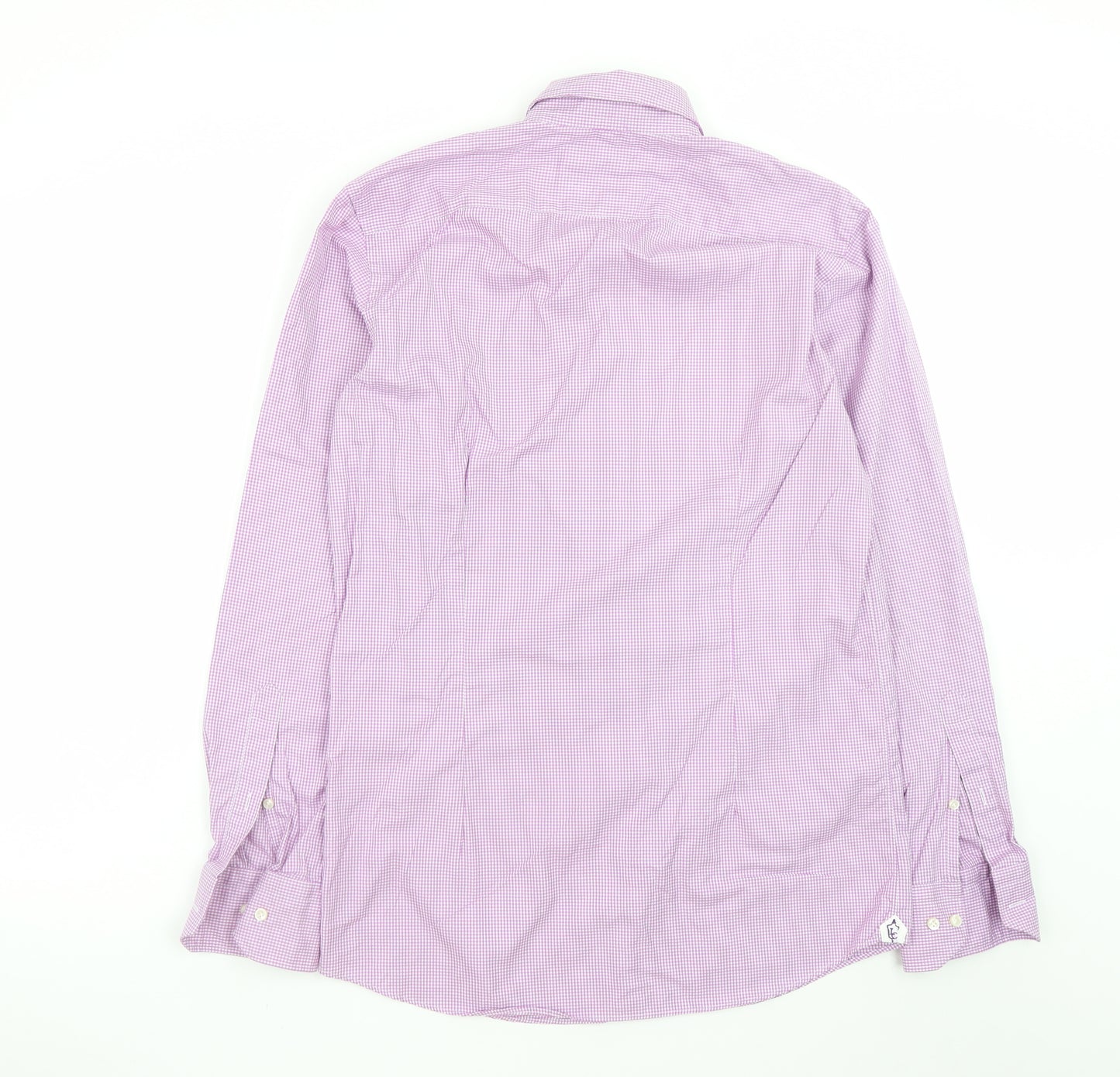 Louis Copeland & Sons Men's Pink Check Slim Fit Dress Shirt 15.5 39