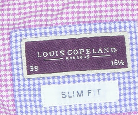 Louis Copeland & Sons Men's Pink Check Slim Fit Dress Shirt 15.5 39