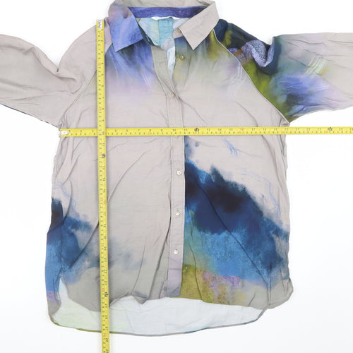 NEXT Multicoloured Artistic Print Viscose Long Sleeve Shirt Size 14