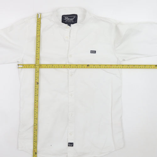 Diesel Boys White Long Sleeve Button-Up Cotton Shirt Age 13