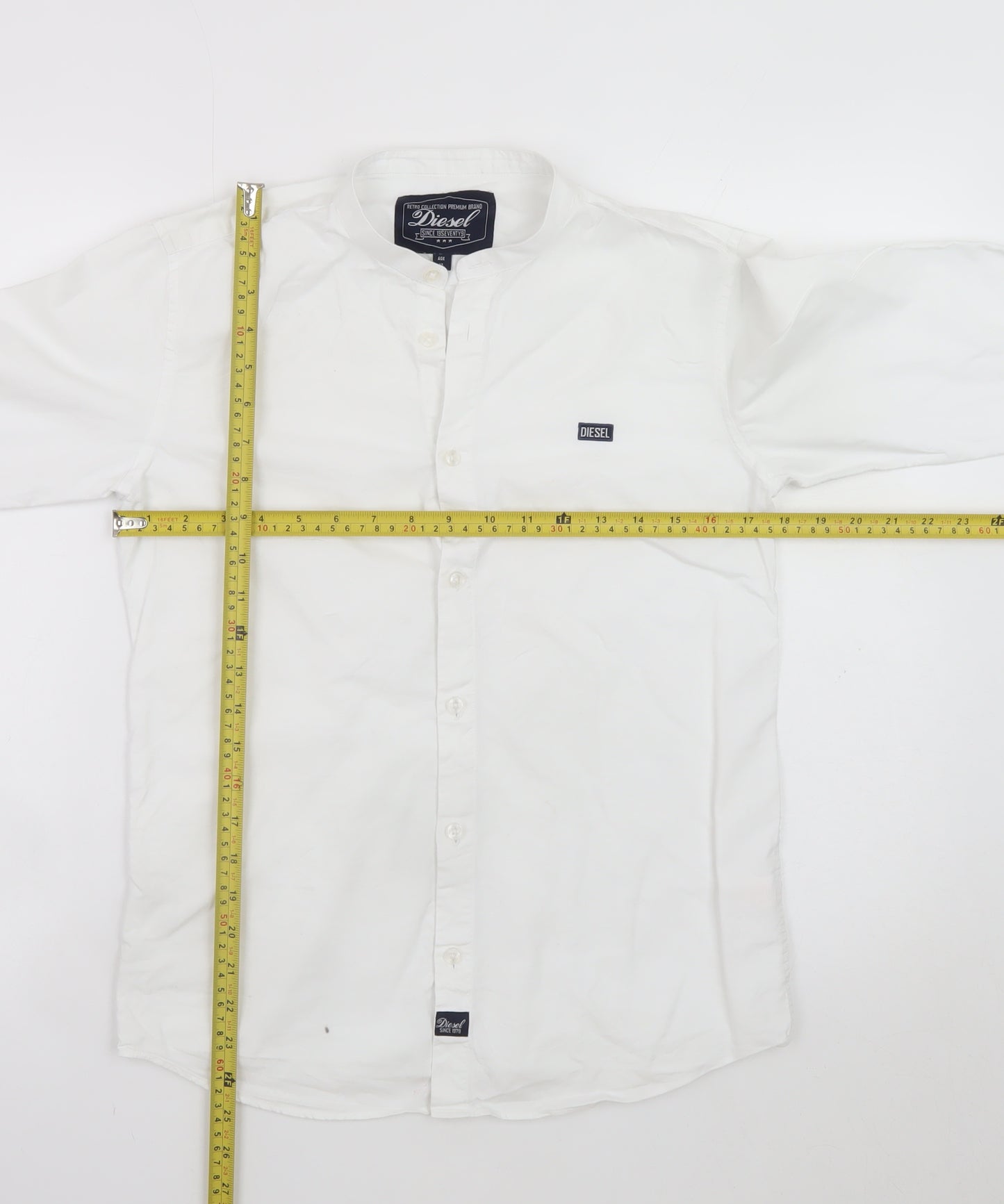 Diesel Boys White Long Sleeve Button-Up Cotton Shirt Age 13