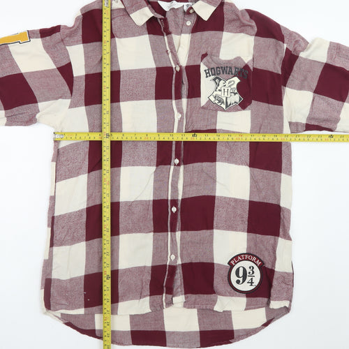 H&M Teens Red Check Hogwarts Button-Up Shirt Size 14