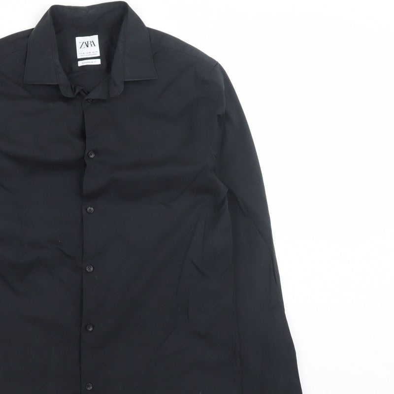 Zara Men's Black Super Slim Fit Formal Dress Shirt Medium