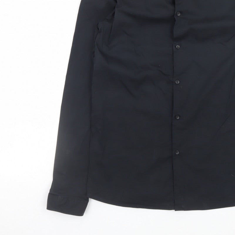 Zara Men's Black Super Slim Fit Formal Dress Shirt Medium