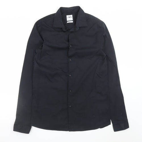 Zara Men's Black Super Slim Fit Formal Dress Shirt Medium