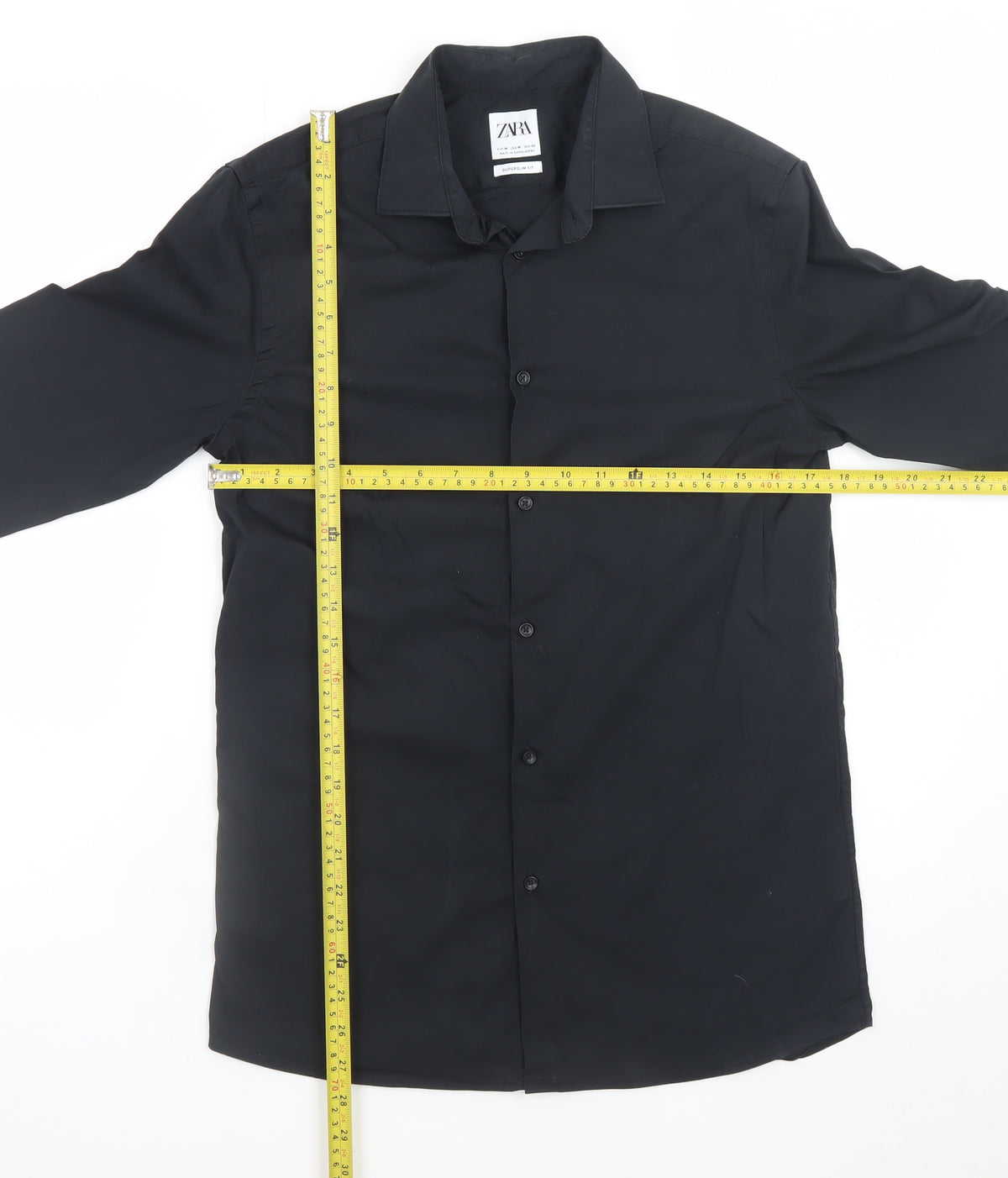 Zara Men's Black Super Slim Fit Formal Dress Shirt Medium