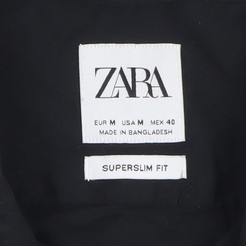 Zara Men's Black Super Slim Fit Formal Dress Shirt Medium