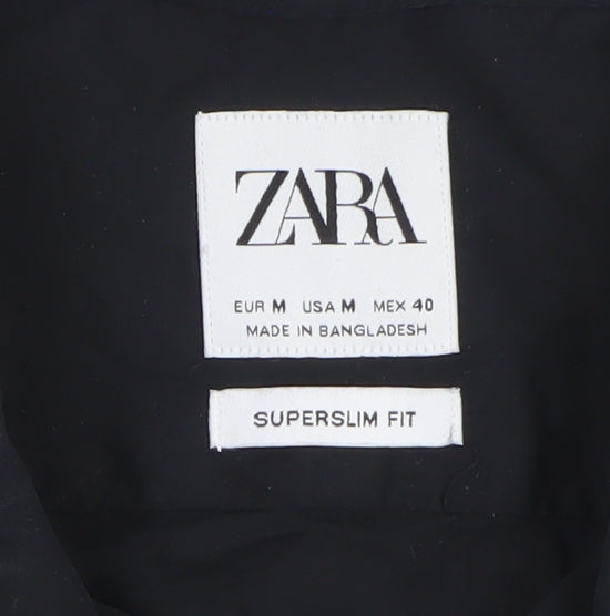 Zara Men's Black Super Slim Fit Formal Dress Shirt Medium