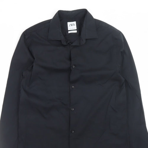 Zara Men's Black Super Slim Fit Formal Dress Shirt Medium