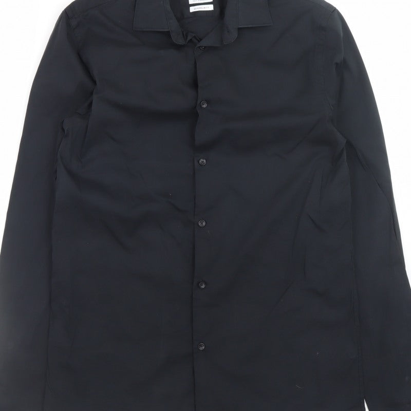 Zara Men's Black Super Slim Fit Formal Dress Shirt Medium