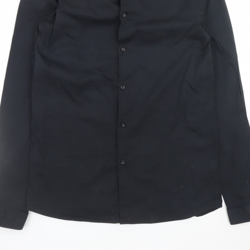 Zara Men's Black Super Slim Fit Formal Dress Shirt Medium