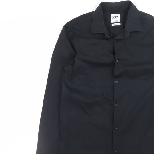 Zara Men's Black Super Slim Fit Formal Dress Shirt Medium
