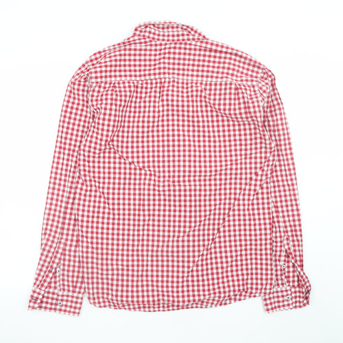 Springfield Men’s Red Check Button-Down Long Sleeve Cotton Shirt XL