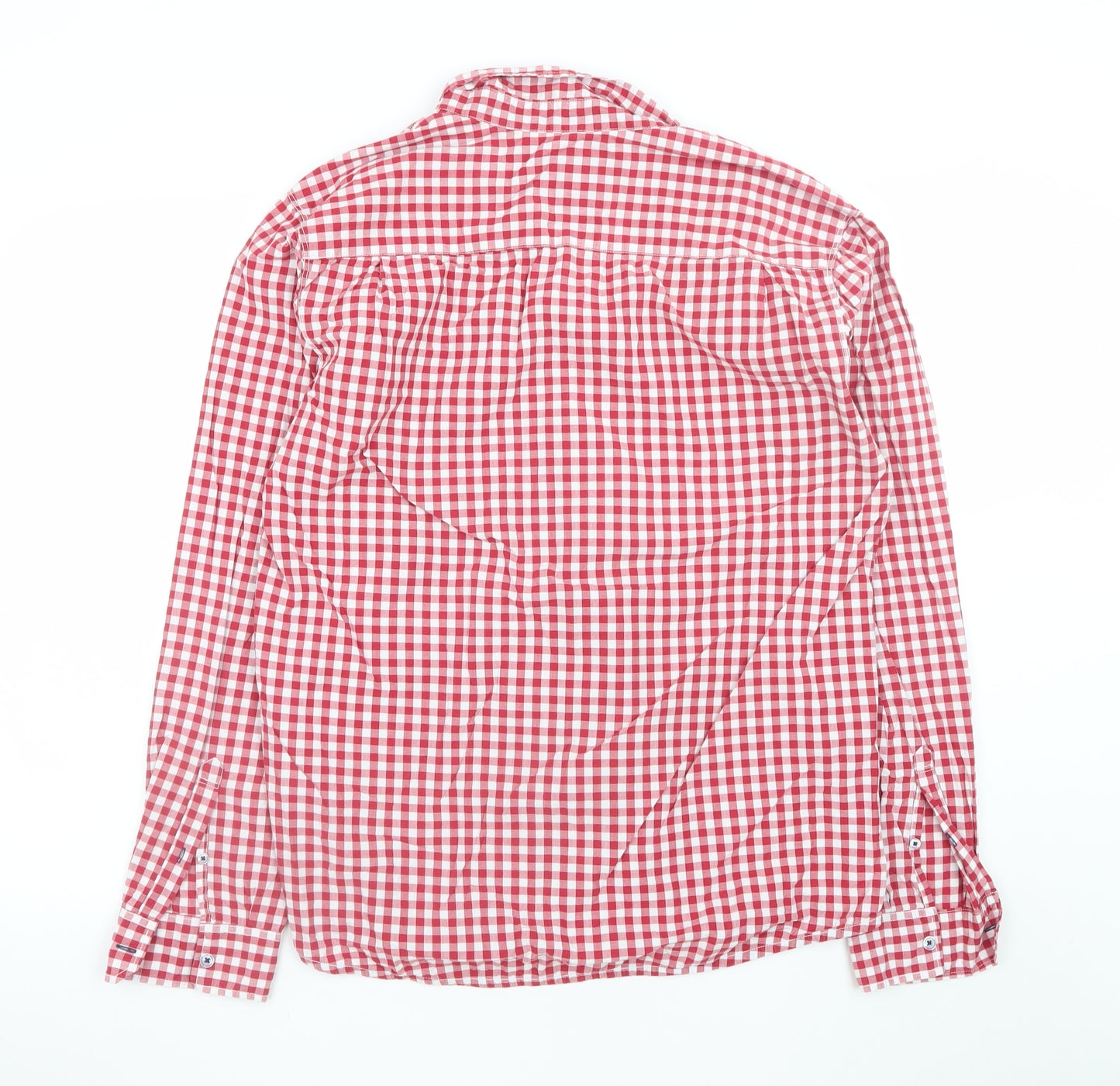 Springfield Men’s Red Check Button-Down Long Sleeve Cotton Shirt XL