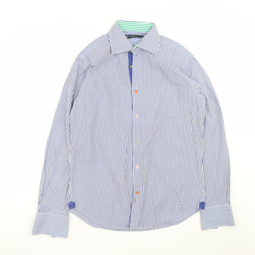 Giant Men's Blue Striped Slim Fit Long Sleeve Cotton Shirt M 39/40