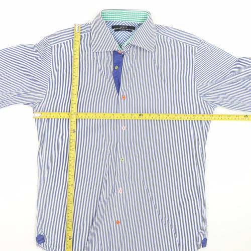 Giant Men's Blue Striped Slim Fit Long Sleeve Cotton Shirt M 39/40