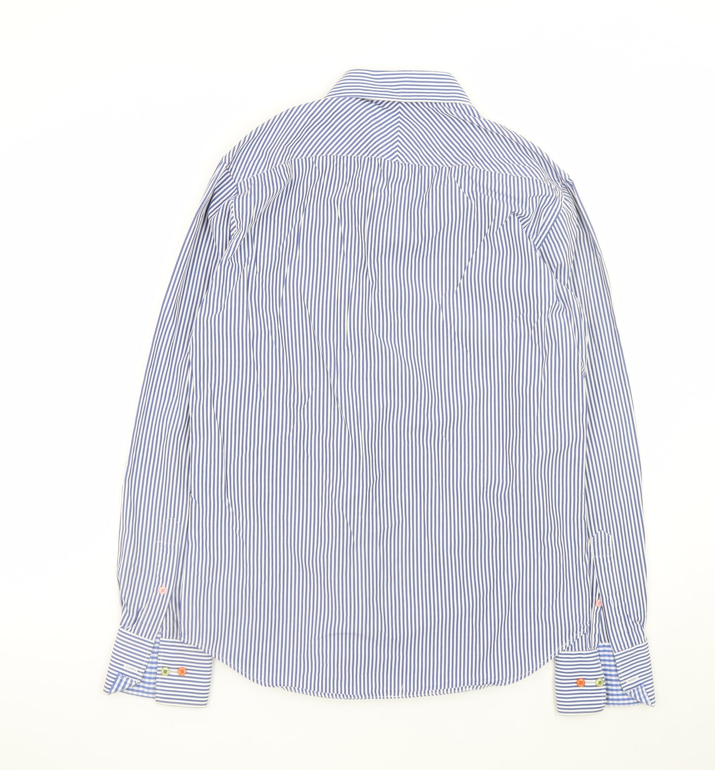 Giant Men's Blue Striped Slim Fit Long Sleeve Cotton Shirt M 39/40