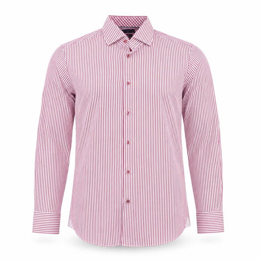 Tommy Hilfiger Men's Red Stripe Fitted Dress Shirt Size 15/38