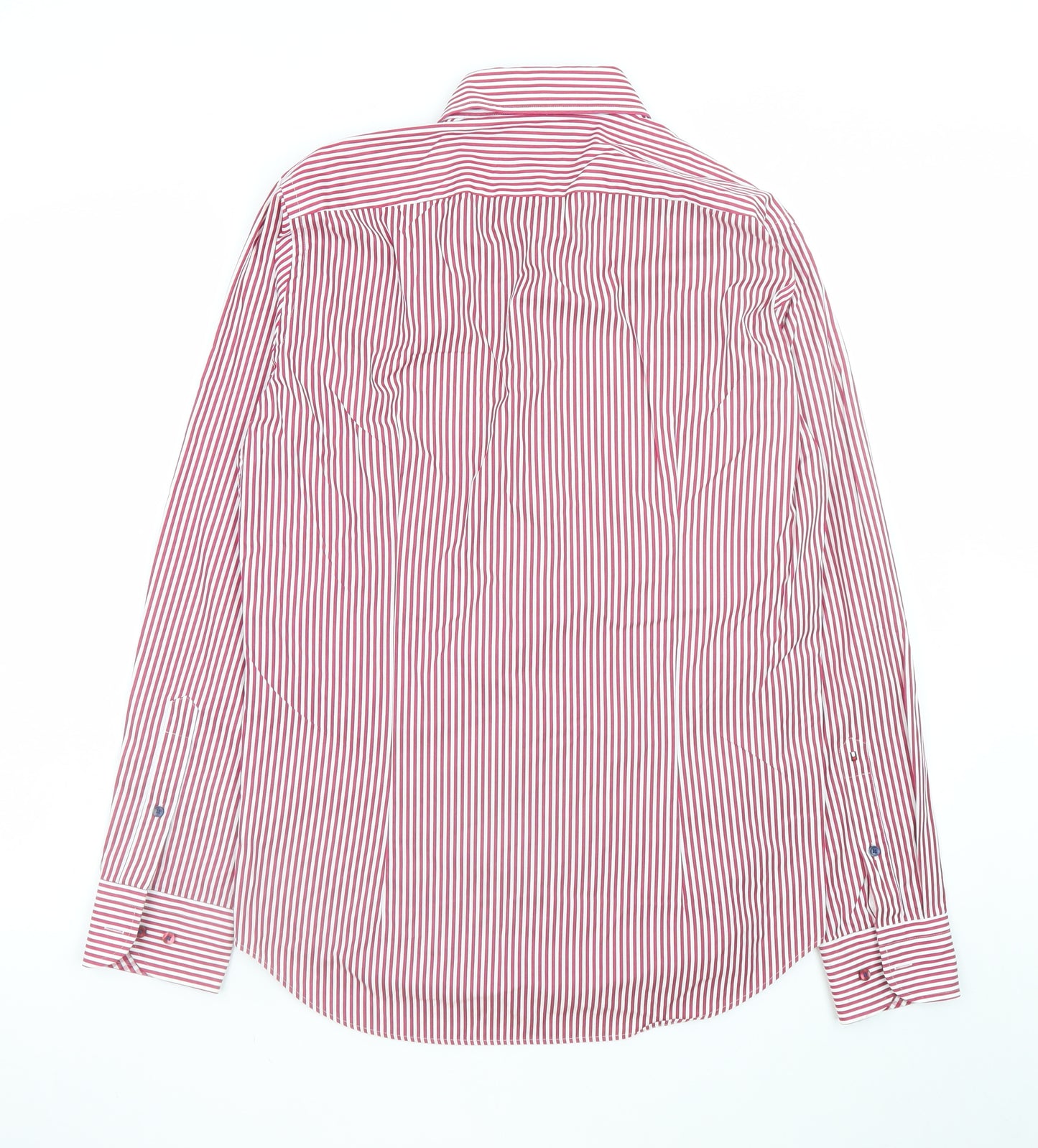 Tommy Hilfiger Men's Red Stripe Fitted Dress Shirt Size 15/38