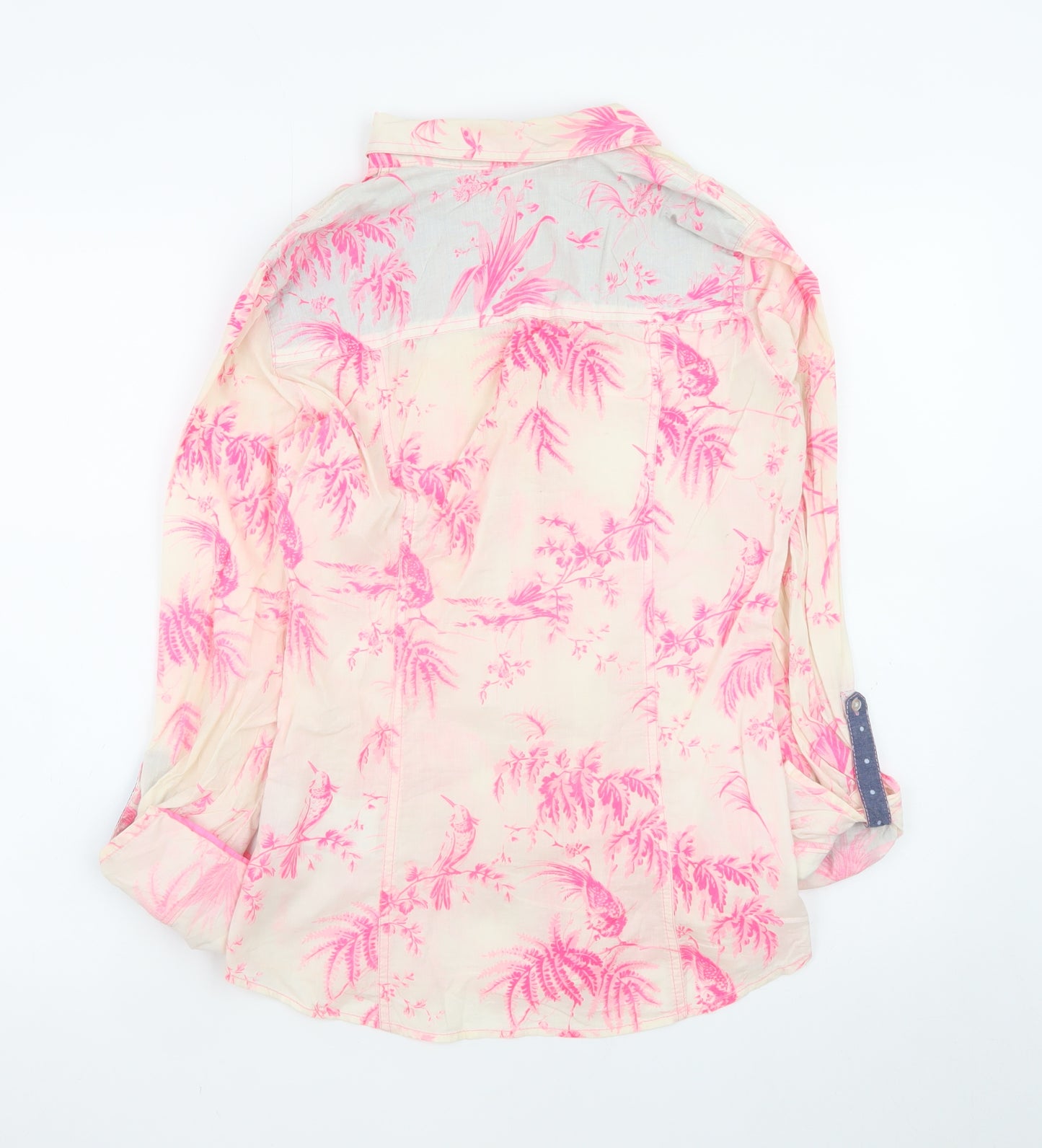 Guess Women's Pink Tropical Floral Cotton Button-Up Shirt Size 6