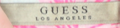 Guess Women's Pink Tropical Floral Cotton Button-Up Shirt Size 6
