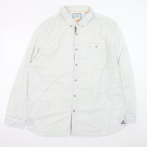 Mantaray Men's Grey Cotton Long Sleeve Button-Up Shirt XL