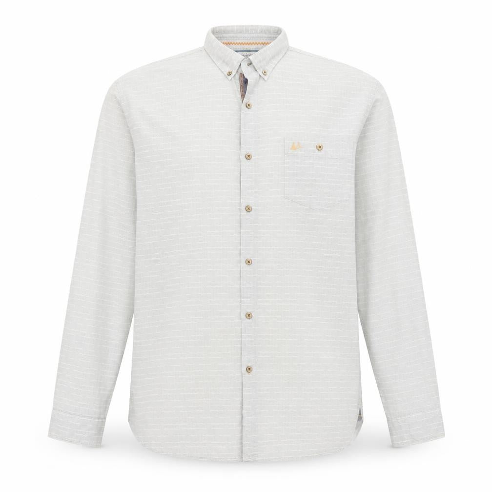Mantaray Men's Grey Cotton Long Sleeve Button-Up Shirt XL