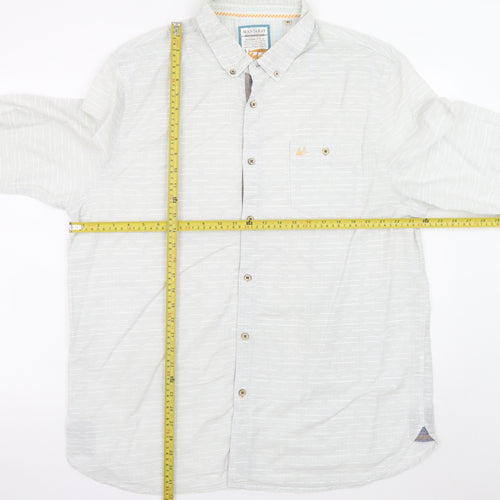 Mantaray Men's Grey Cotton Long Sleeve Button-Up Shirt XL