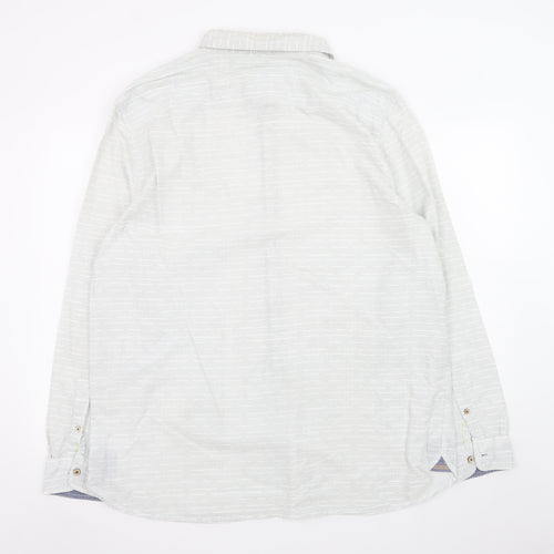 Mantaray Men's Grey Cotton Long Sleeve Button-Up Shirt XL