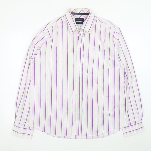 Henri Lloyd Men's Multicoloured Striped Cotton XL Casual Fit Long Sleeve Dress Shirt