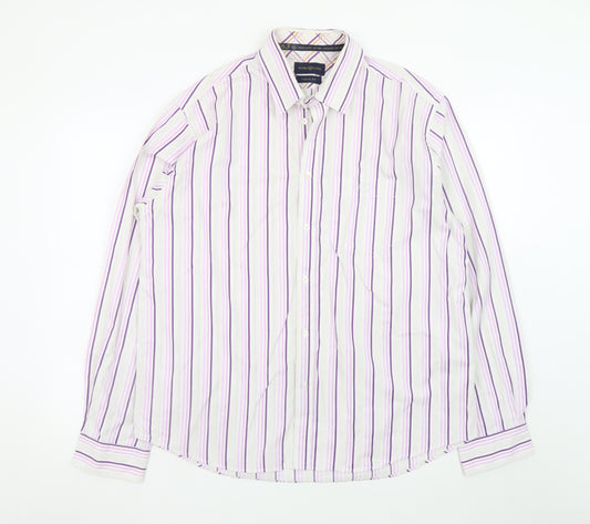 Henri Lloyd Men's Multicoloured Striped Cotton XL Casual Fit Long Sleeve Dress Shirt