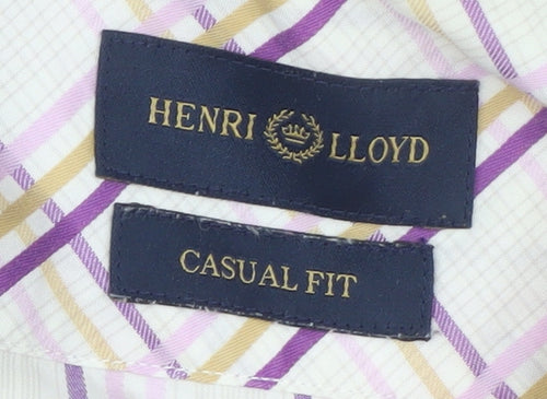 Henri Lloyd Men's Multicoloured Striped Cotton XL Casual Fit Long Sleeve Dress Shirt