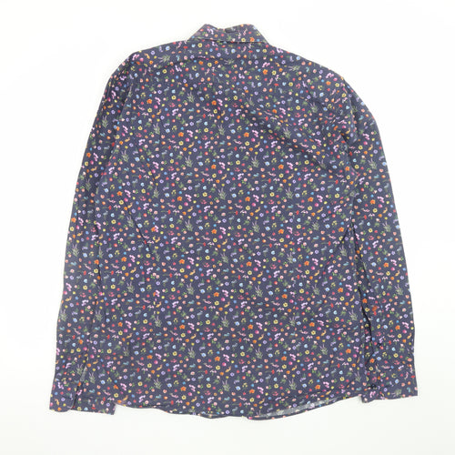 Pope Men’s Multicoloured Floral Cotton Long Sleeve Dress Shirt L